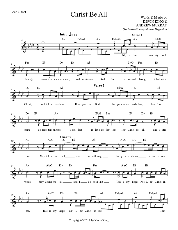 Christ Be All Lead Sheet (Grace Worship)