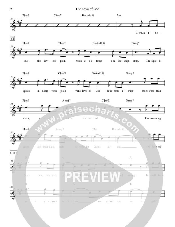 The Love Of God Lead Sheet (Grace Worship)