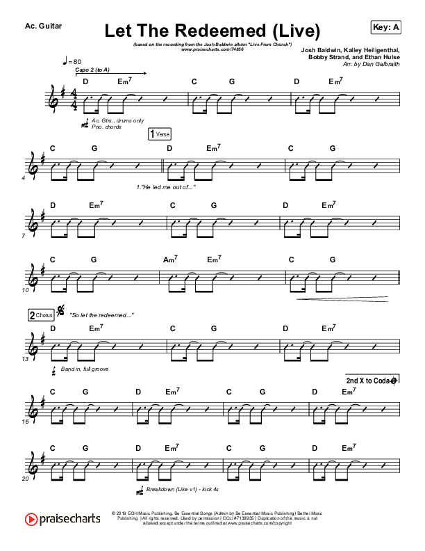 Let The Redeemed (Live) Acoustic Guitar (Josh Baldwin)