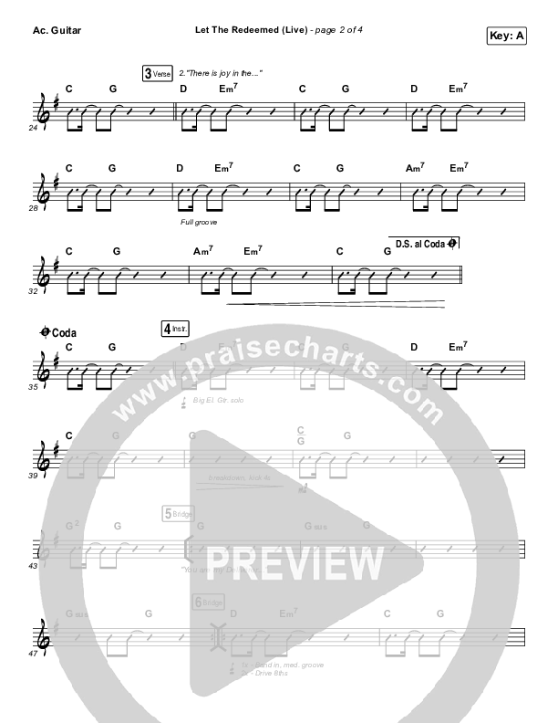 Let The Redeemed (Live) Acoustic Guitar (Josh Baldwin)