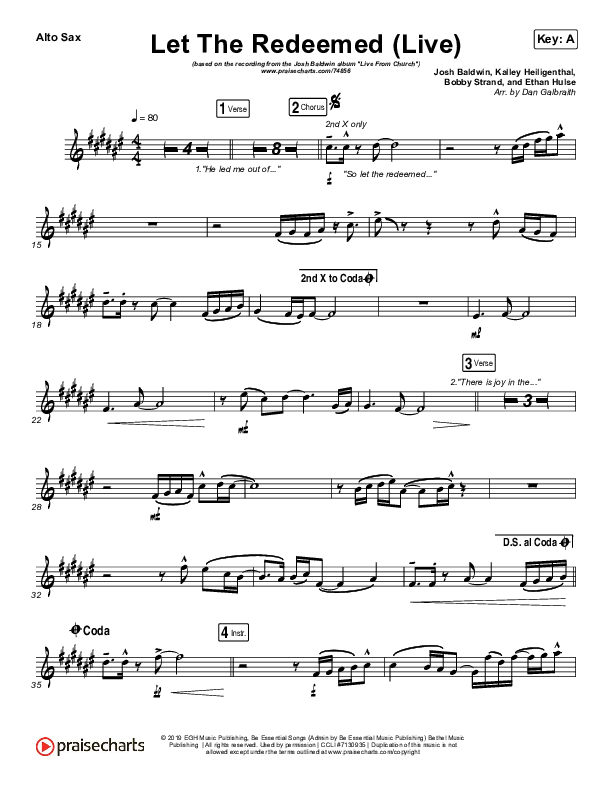 Let The Redeemed (Live) Alto Sax (Josh Baldwin)