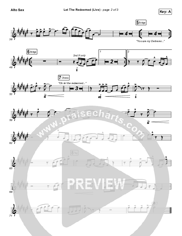 Let The Redeemed (Live) Alto Sax (Josh Baldwin)