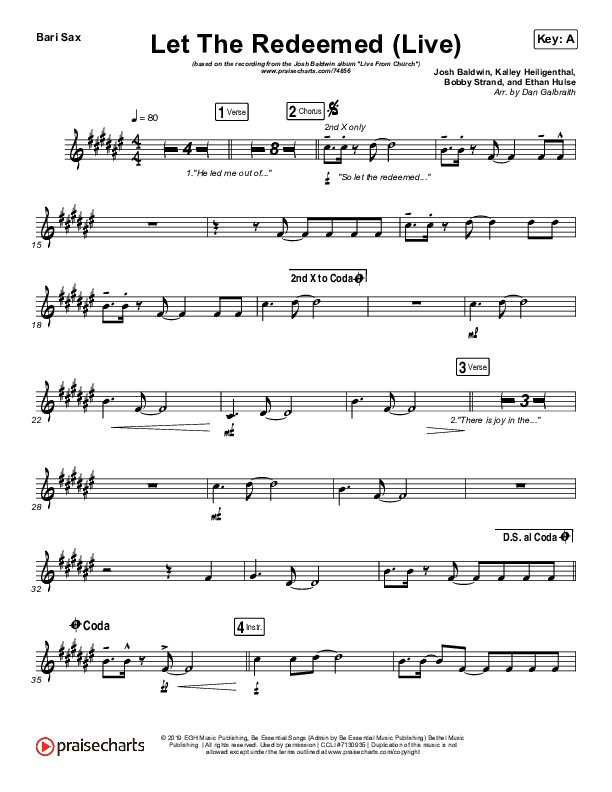 Let The Redeemed (Live) Bari Sax (Josh Baldwin)
