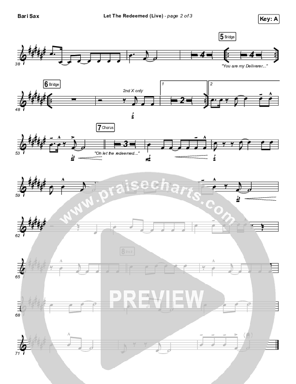 Let The Redeemed (Live) Bari Sax (Josh Baldwin)