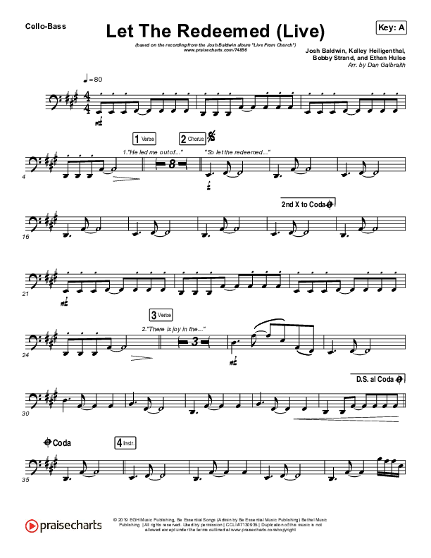 Let The Redeemed (Live) Cello/Bass (Josh Baldwin)
