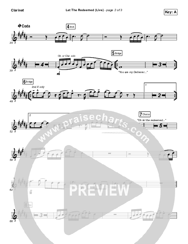 Let The Redeemed (Live) Clarinet (Josh Baldwin)