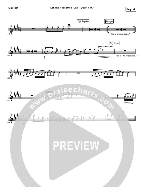 Let The Redeemed (Live) Clarinet (Josh Baldwin)