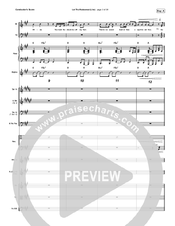 Let The Redeemed (Live) Conductor's Score (Josh Baldwin)