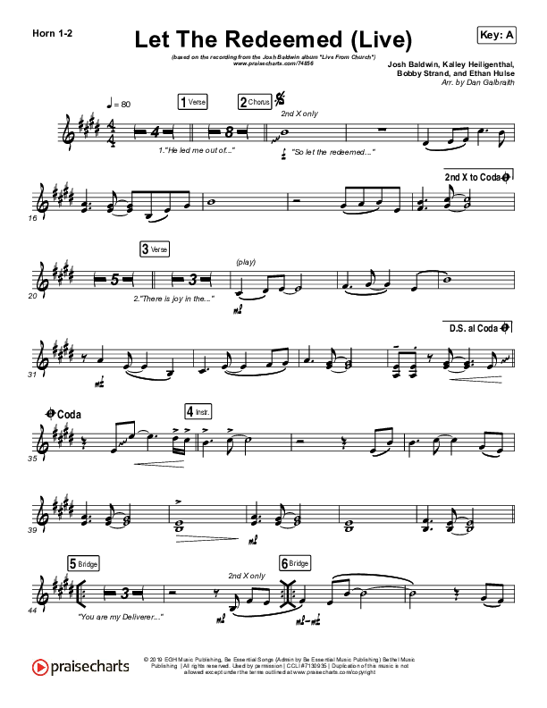 Let The Redeemed (Live) French Horn 1/2 (Josh Baldwin)