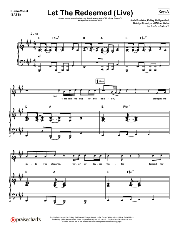 Let The Redeemed (Live) Piano/Vocal Pack (Josh Baldwin)