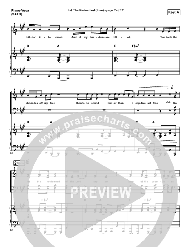 Let The Redeemed (Live) Piano/Vocal (SATB) (Josh Baldwin)