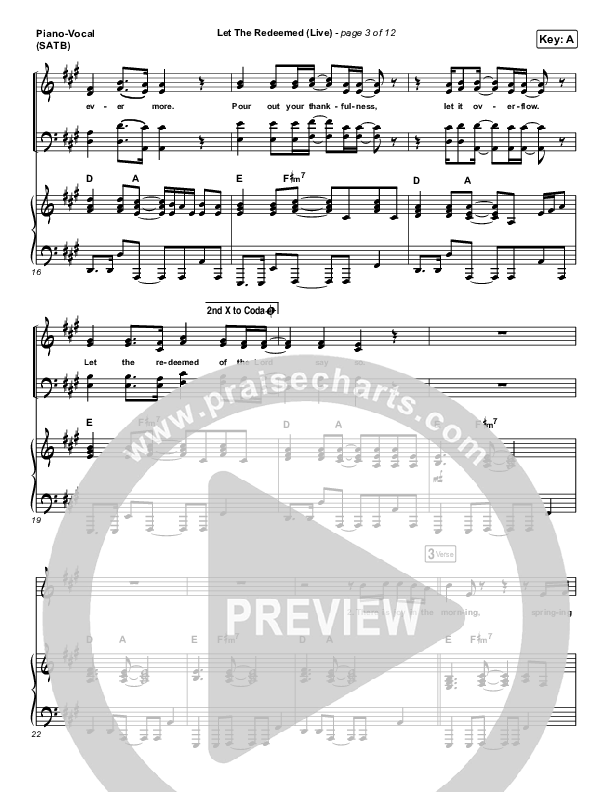 Let The Redeemed (Live) Piano/Vocal Pack (Josh Baldwin)