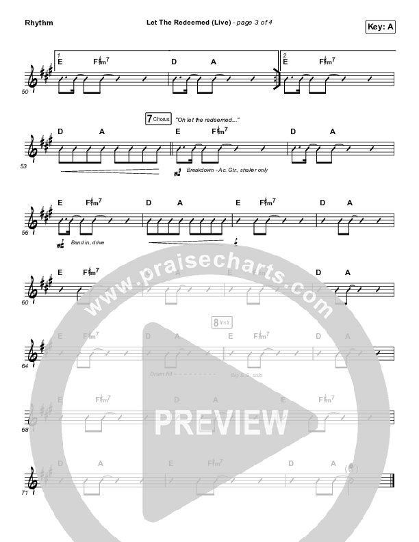 Let The Redeemed (Live) Rhythm Chart (Josh Baldwin)