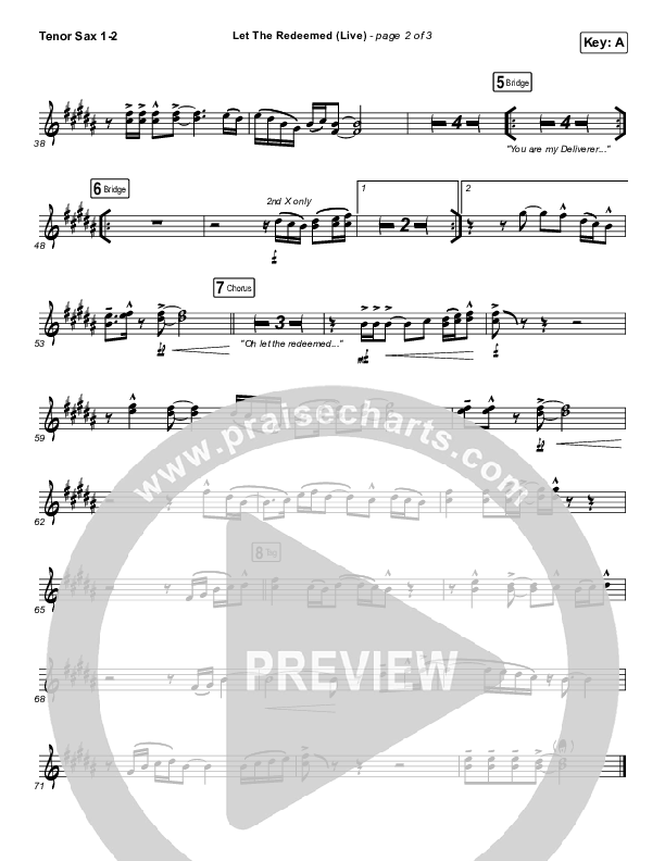 Let The Redeemed (Live) Tenor Sax 1/2 (Josh Baldwin)