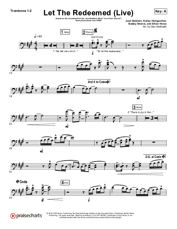 Let The Redeemed (Live) Trombone 1/2 (Josh Baldwin)