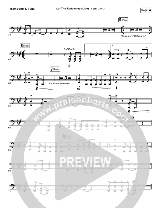 Let The Redeemed (Live) Trombone 3/Tuba (Josh Baldwin)