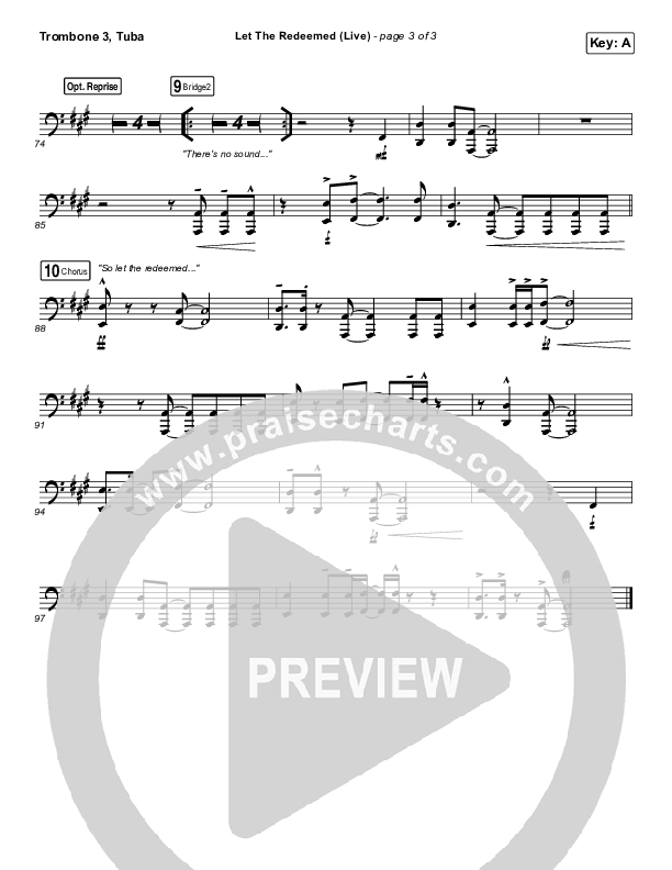 Let The Redeemed (Live) Trombone 3/Tuba (Josh Baldwin)