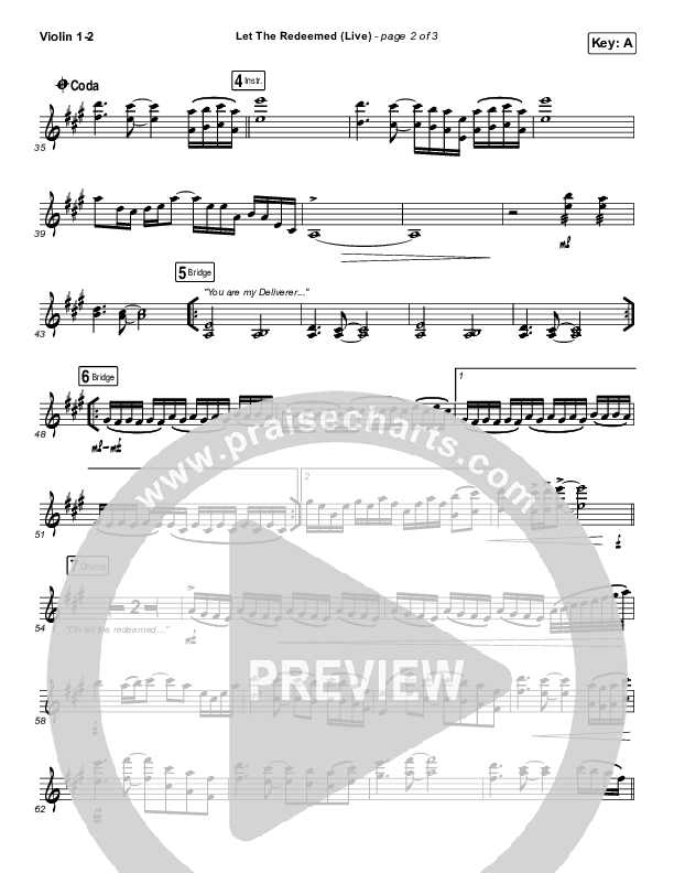 Let The Redeemed (Live) Violin 1/2 (Josh Baldwin)