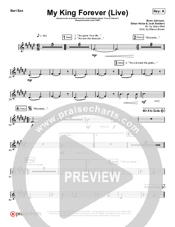 My King Forever (Live) Bari Sax (Josh Baldwin)