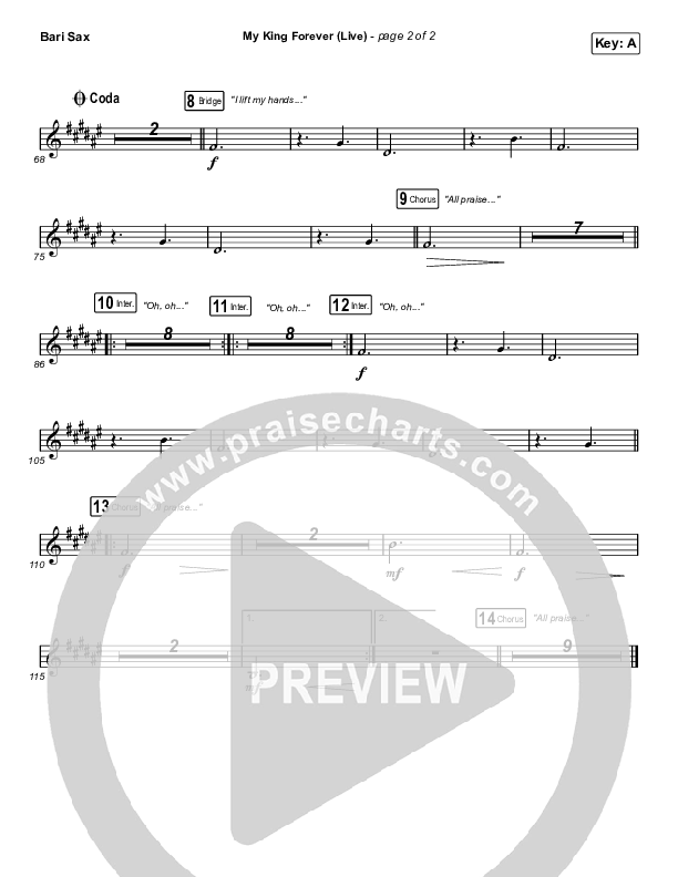 My King Forever (Live) Bari Sax (Josh Baldwin)