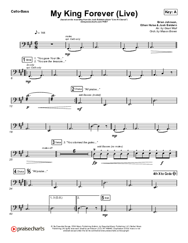 My King Forever (Live) Cello/Bass (Josh Baldwin)