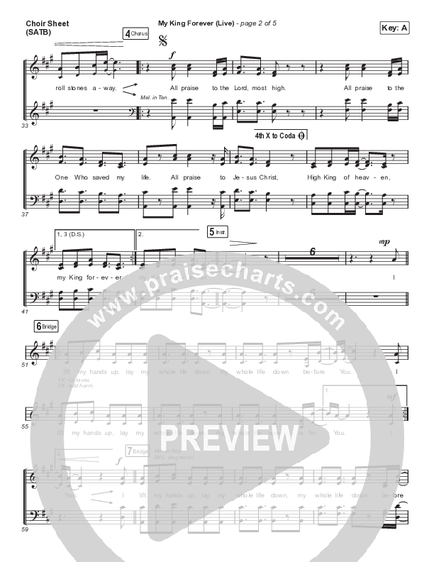 My King Forever (Live) Choir Sheet (SATB) (Josh Baldwin)