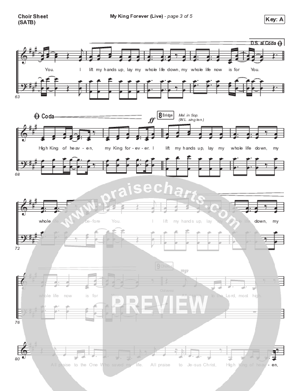 My King Forever (Live) Choir Sheet (SATB) (Josh Baldwin)