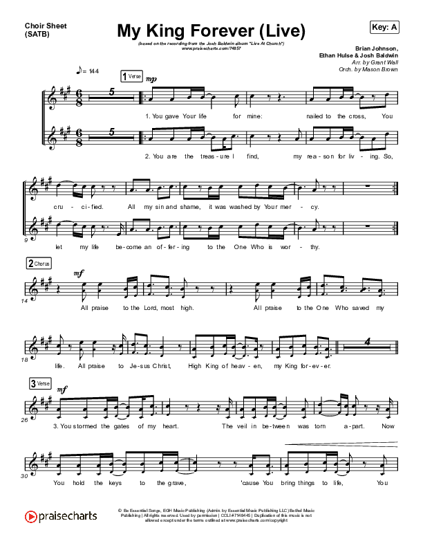 My King Forever (Live) Choir Vocals (SATB) (Josh Baldwin)