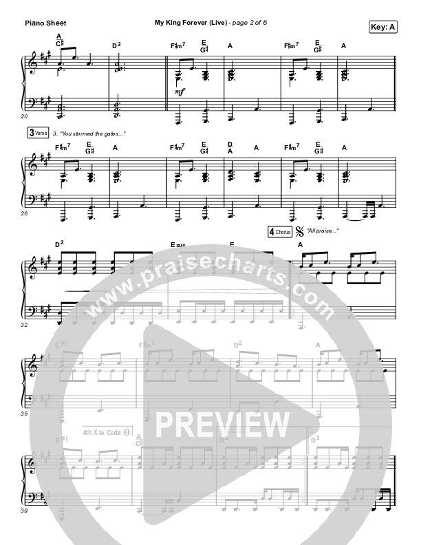 My King Forever (Live) Piano Sheet (Josh Baldwin)