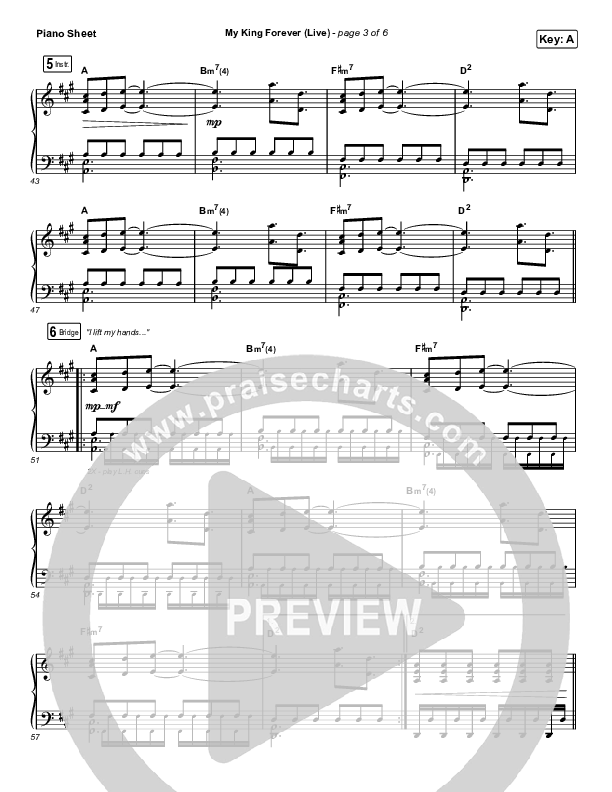 My King Forever (Live) Piano Sheet (Josh Baldwin)