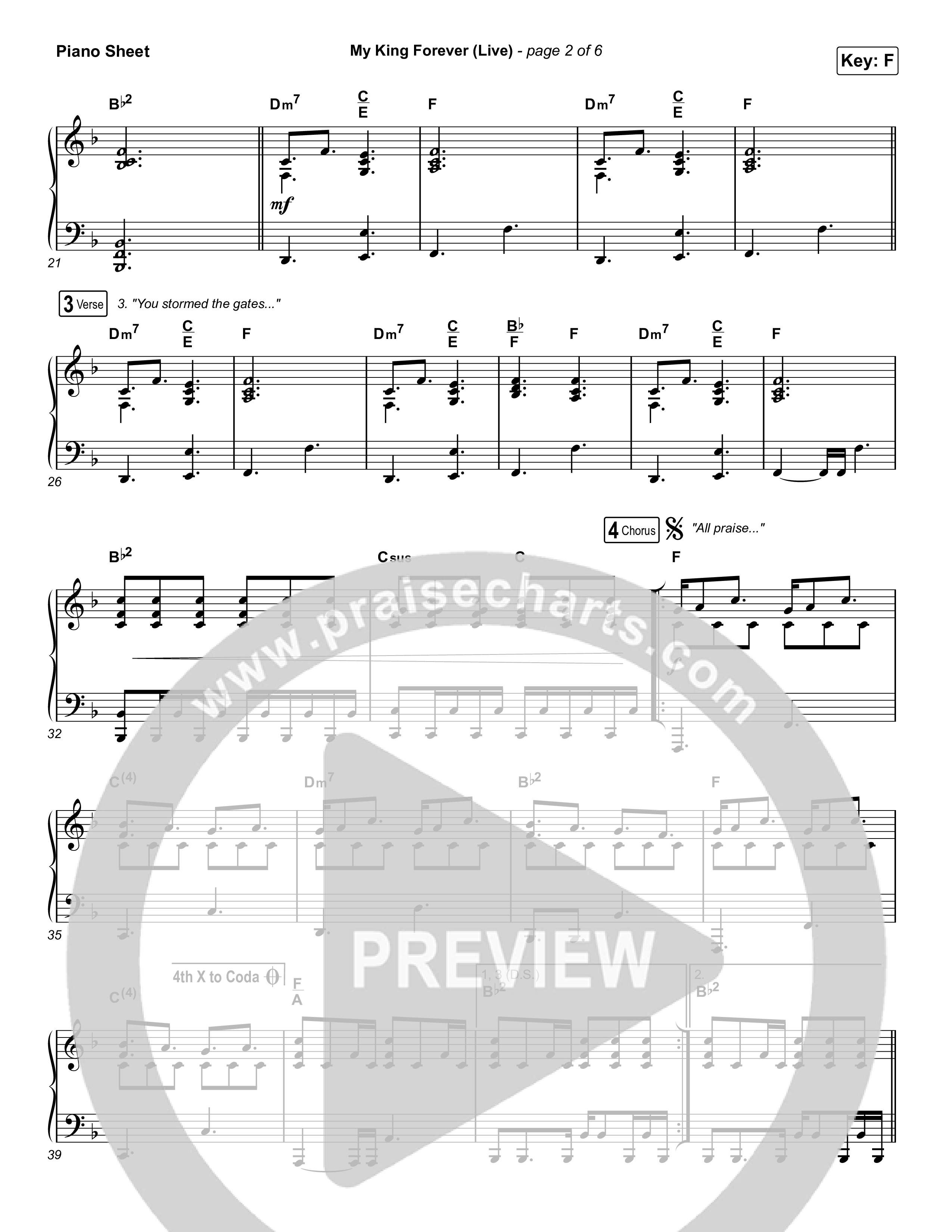 My King Forever (Live) Piano Sheet (Josh Baldwin)
