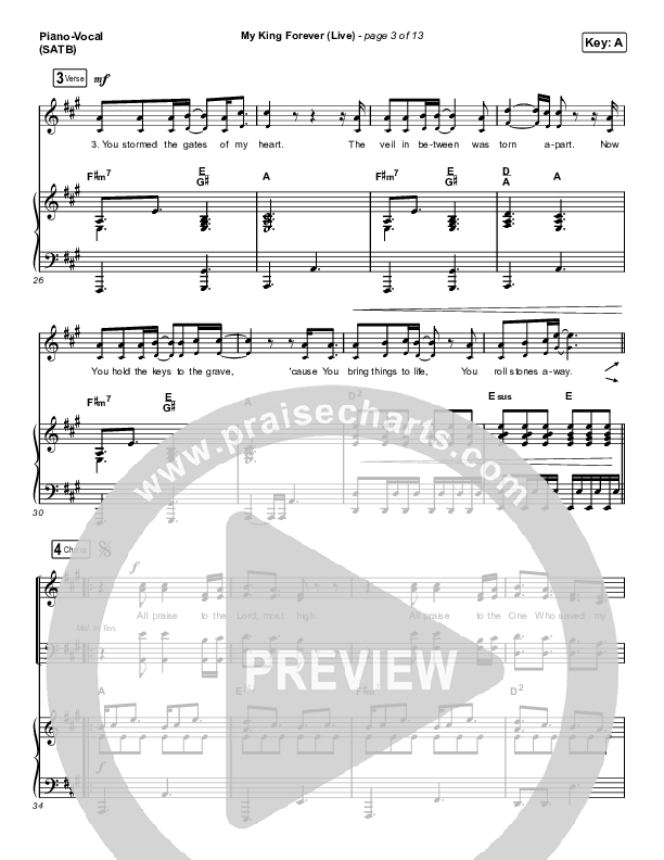 My King Forever (Live) Piano/Vocal (SATB) (Josh Baldwin)