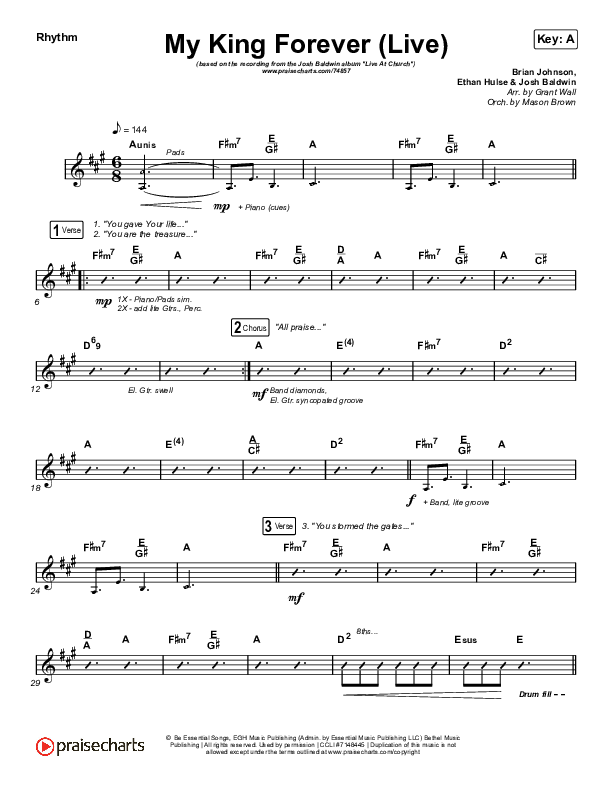 My King Forever (Live) Rhythm Chart (Josh Baldwin)