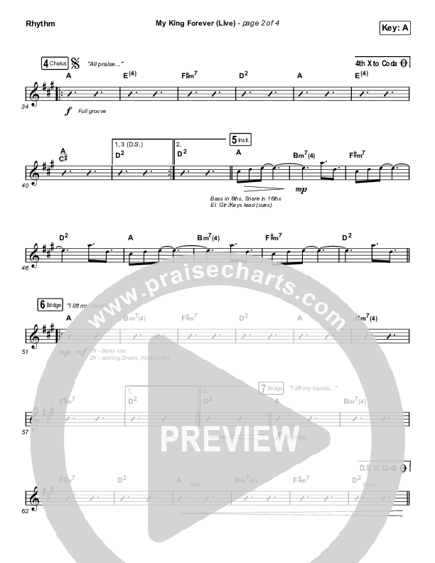 My King Forever (Live) Rhythm Chart (Josh Baldwin)