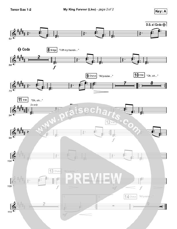 My King Forever (Live) Tenor Sax 1/2 (Josh Baldwin)