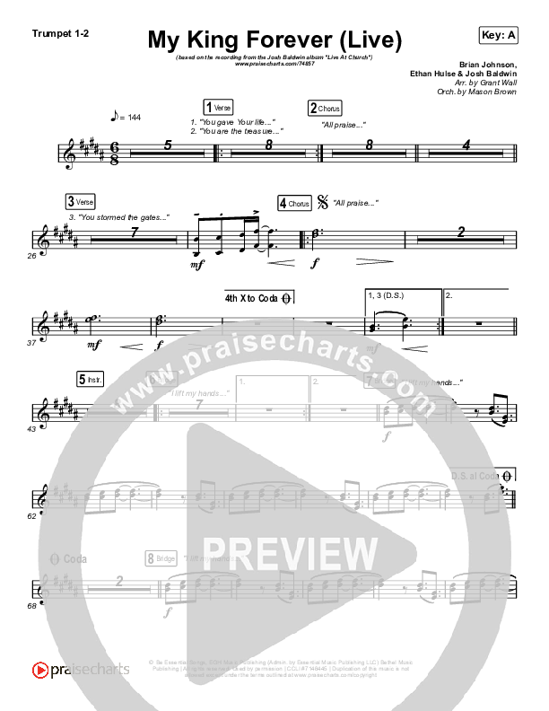 My King Forever (Live) Trumpet 1,2 (Josh Baldwin)