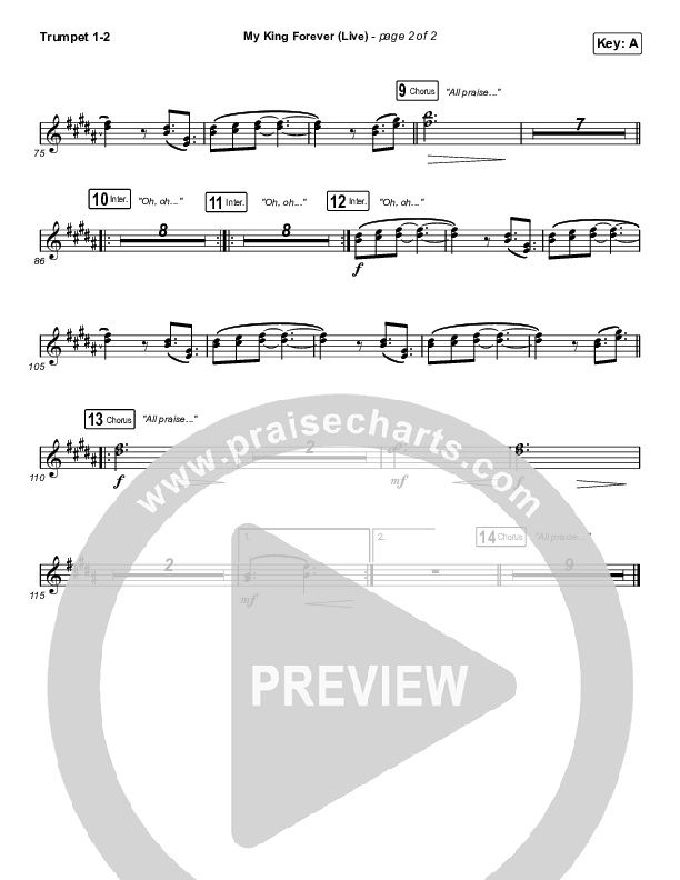 My King Forever (Live) Trumpet 1,2 (Josh Baldwin)