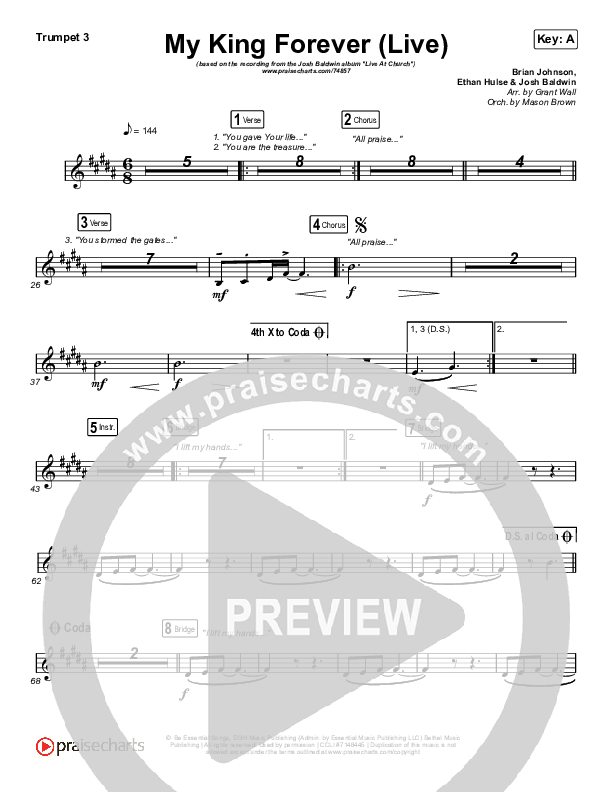 My King Forever (Live) Trumpet 3 (Josh Baldwin)