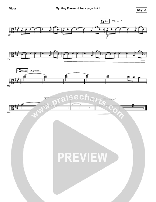 My King Forever (Live) Viola (Josh Baldwin)