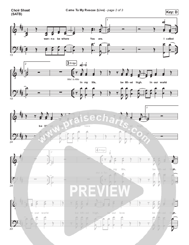 Came To My Rescue (Live) Choir Vocals (SATB) (Josh Baldwin)