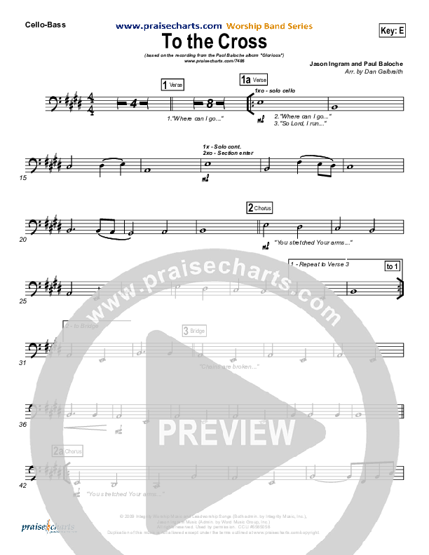 To The Cross Cello/Bass (Paul Baloche)