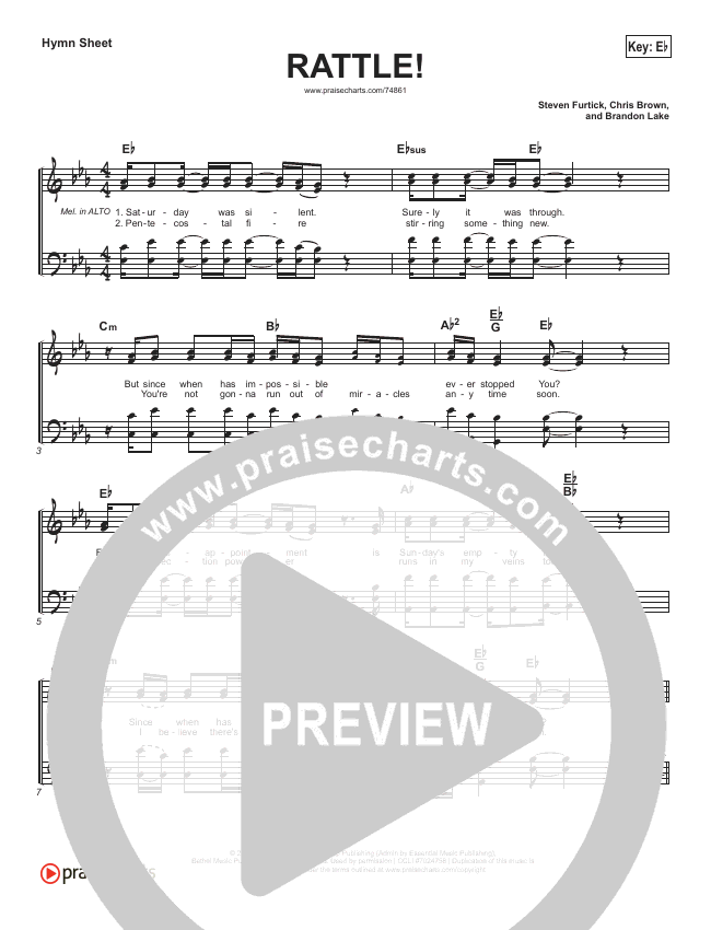 RATTLE! (Simplified) Hymn Sheet (Elevation Worship) PraiseCharts