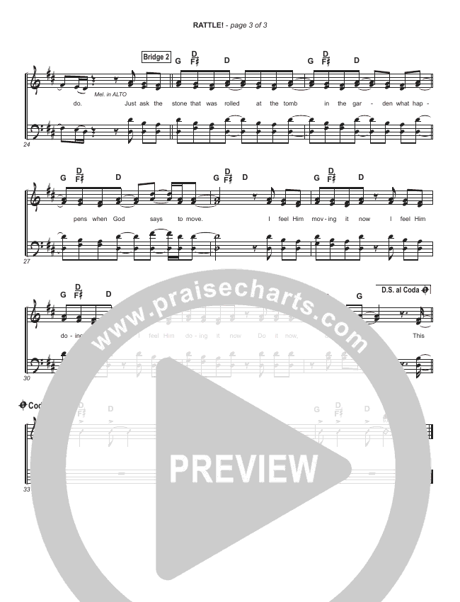 RATTLE! (Simplified) Hymn Sheet (Elevation Worship) PraiseCharts