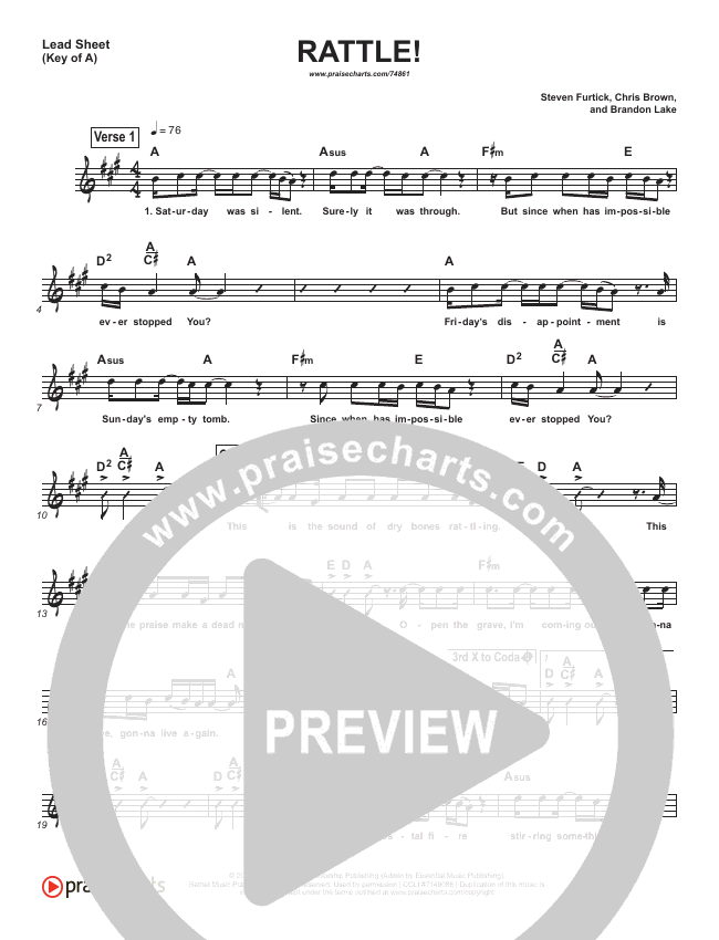 RATTLE! (Simplified) Lead Sheet Elevation Worship PraiseCharts