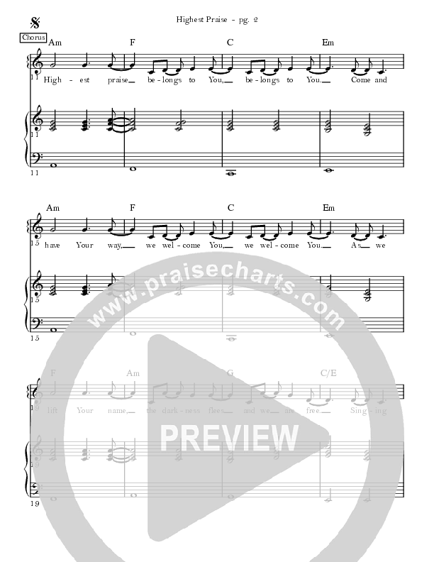 Highest Praise Piano/Vocal (Corey Voss/Madison Street Worship / Baily Hager)