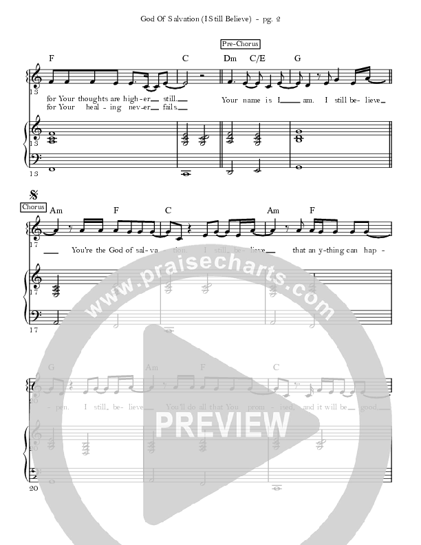 God Of Salvation (I Still Believe) Piano/Vocal (Corey Voss/Madison Street Worship / Baily Hager)