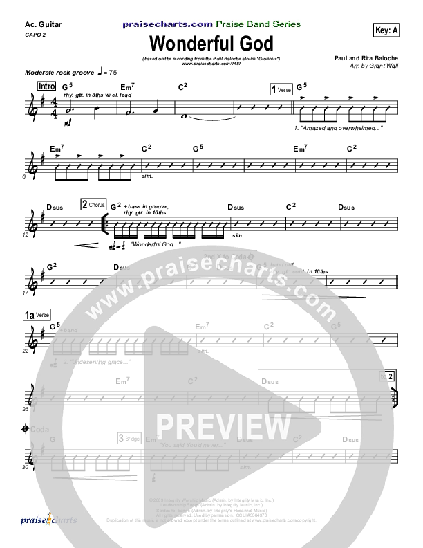 Wonderful God Rhythm Chart (Paul Baloche)