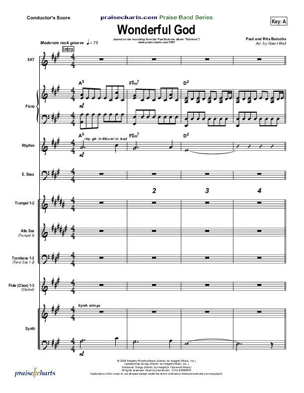 Wonderful God Conductor's Score (Paul Baloche)