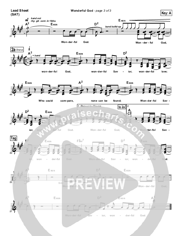 Wonderful God Lead Sheet (SAT) (Paul Baloche)