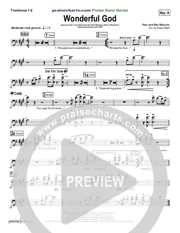 Wonderful God Trombone 1/2 (Paul Baloche)